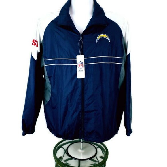 Dunbrooke NFL Los Angeles Chargers Zip Front Blue Gray White Jacket Mens L NWT